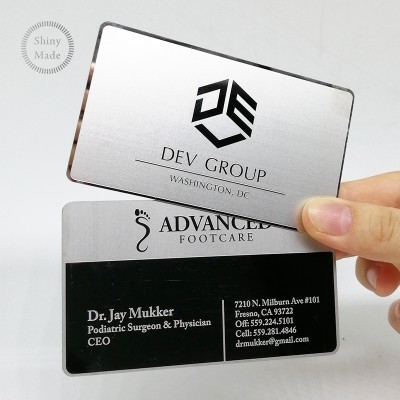 Customized Unique Etched Mirror Name Card Stainless Steel Metal Blank Business Cards