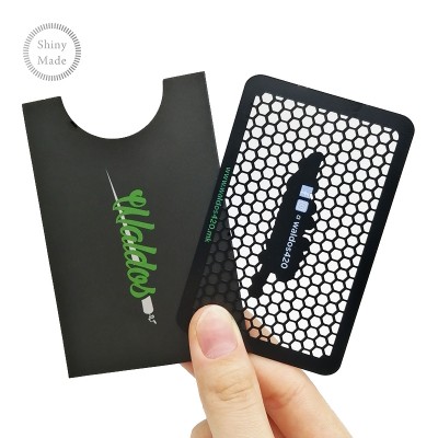 Mini manual smoking accessories tool cards custom logo hemp weed metal grinder cards