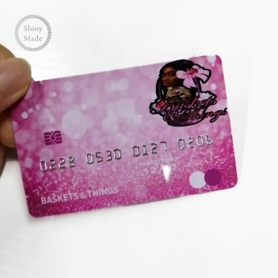 Wholesale cheap customized Lashes logo visa credit card size pink pvc membership card holographic eyelashes business card