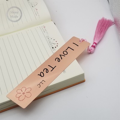 Personal Customized Logo Stainless Steel Rose Gold Metal Bookmarks Made in China